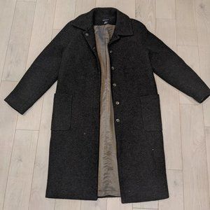 Ann Taylor Charcoal Long Coat with Snap Buttons & Pockets Sz6